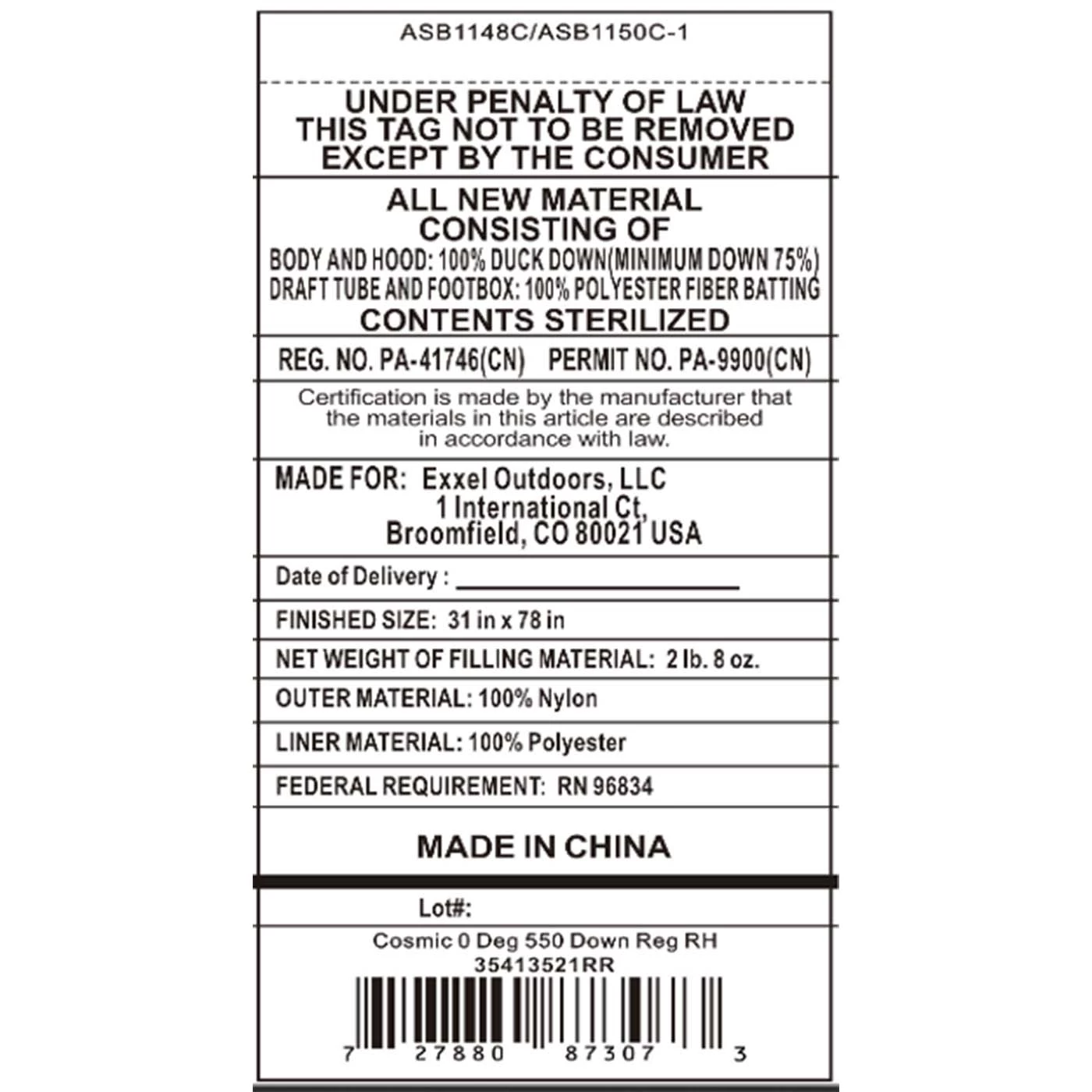 Kelty Cosmic 0 Deg 550 Down Sleeping Bag, Regular Size, Right-Hand 6 Kelty Cosmic 0 Deg 550 Down Sleeping Bag, Regular Size, Right-Hand - Image 6